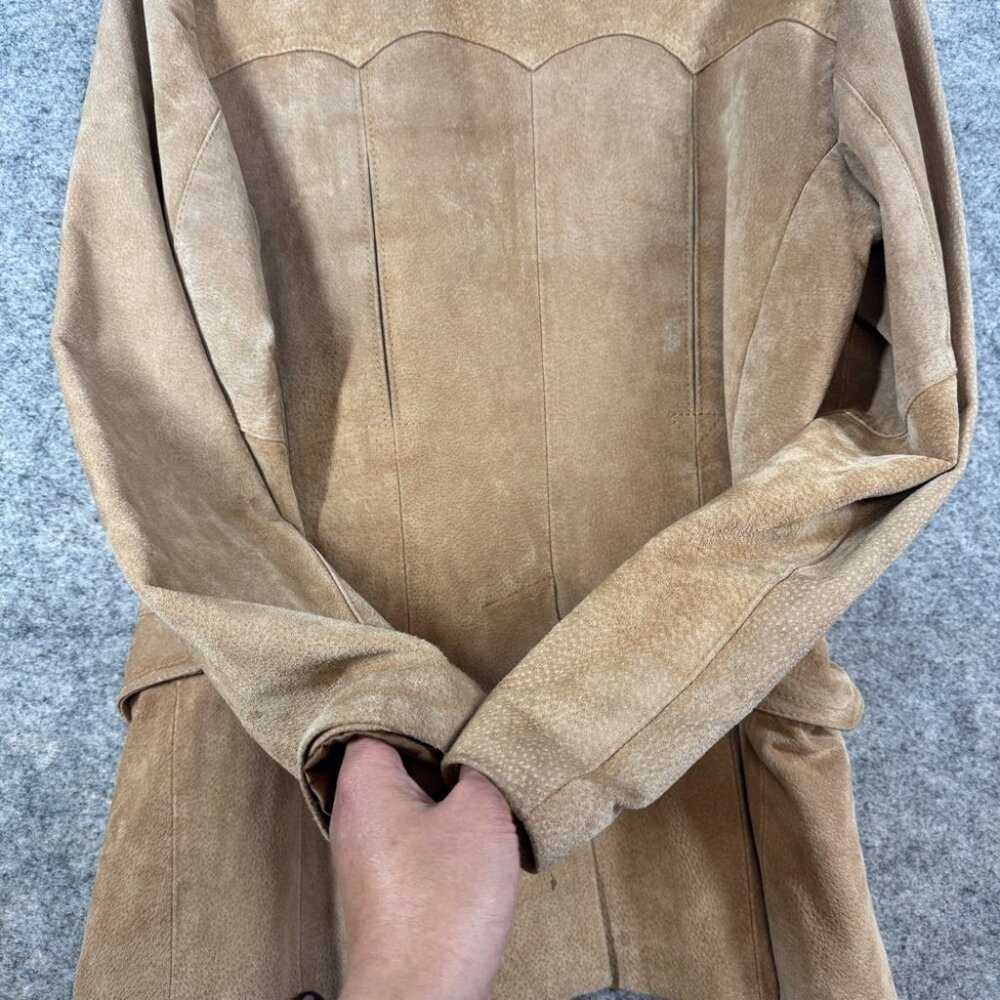 Vintage American West Suede Leather Blazer Tan Western Jacket Rodeo Festival - Picture 13 of 16